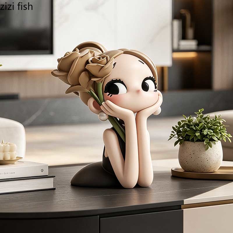 Cute Rose Girl Bust Statue Res - Resin Art Rose review and price