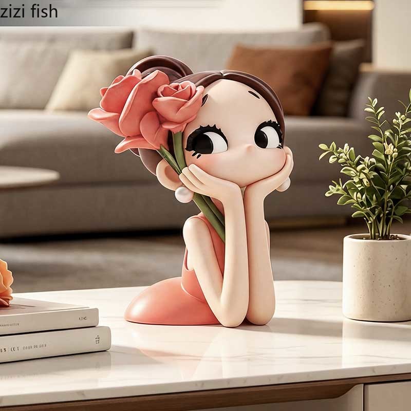 Cute Rose Girl Bust Statue Res - Resin Art Rose review and price