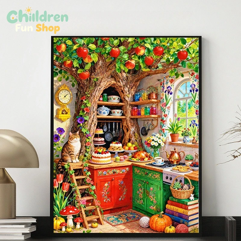 Whimsical Tree‑Hollow Kitchen  - Resin Art Wallpaper review and price